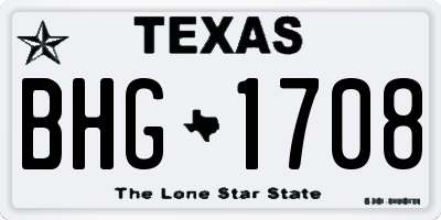 TX license plate BHG1708