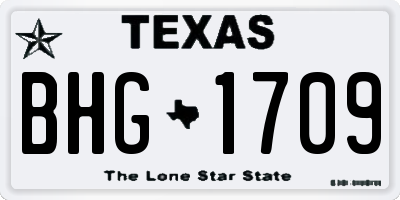 TX license plate BHG1709