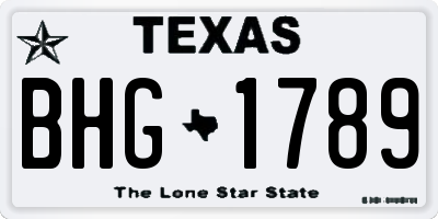 TX license plate BHG1789
