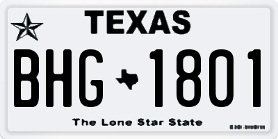 TX license plate BHG1801