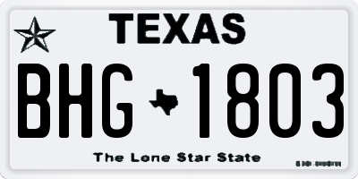 TX license plate BHG1803