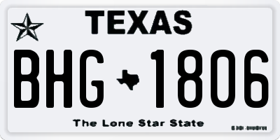 TX license plate BHG1806
