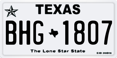 TX license plate BHG1807