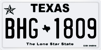 TX license plate BHG1809