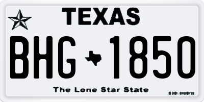 TX license plate BHG1850