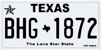 TX license plate BHG1872