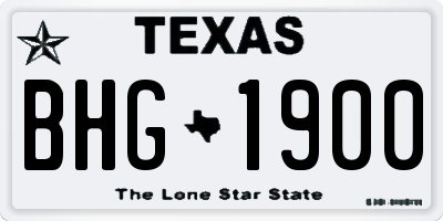 TX license plate BHG1900