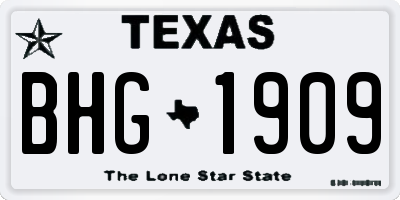 TX license plate BHG1909