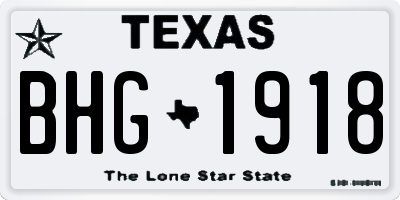 TX license plate BHG1918