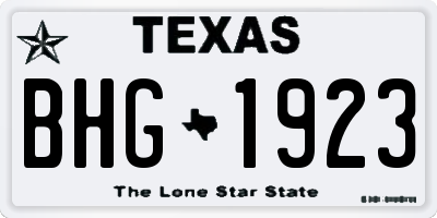 TX license plate BHG1923