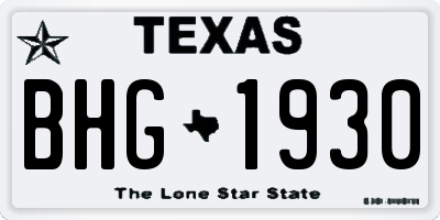 TX license plate BHG1930
