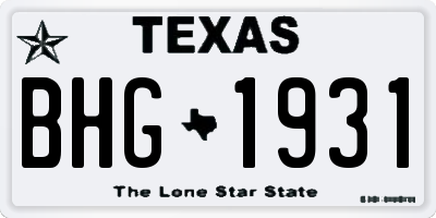 TX license plate BHG1931