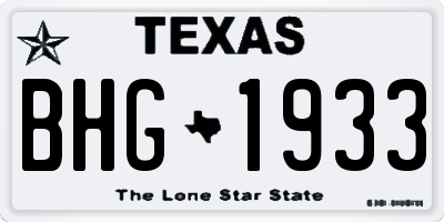 TX license plate BHG1933