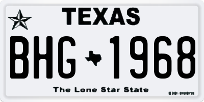 TX license plate BHG1968