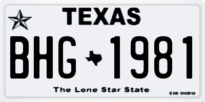 TX license plate BHG1981