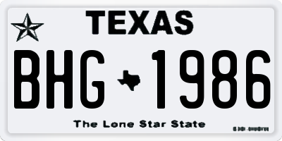 TX license plate BHG1986
