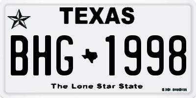 TX license plate BHG1998