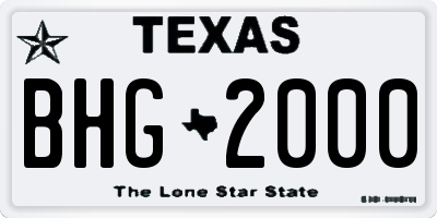 TX license plate BHG2000