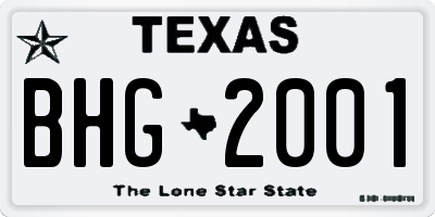 TX license plate BHG2001