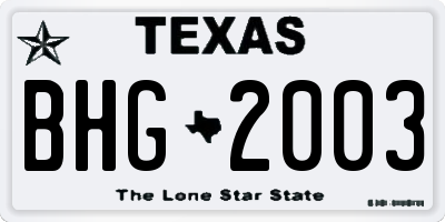 TX license plate BHG2003