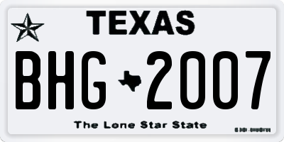 TX license plate BHG2007
