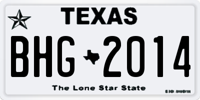 TX license plate BHG2014