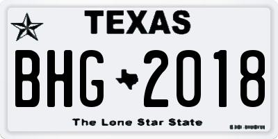 TX license plate BHG2018