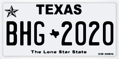 TX license plate BHG2020