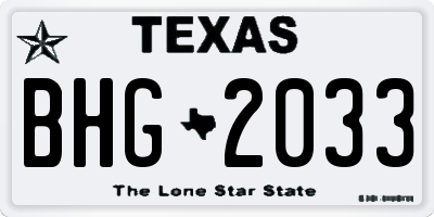 TX license plate BHG2033