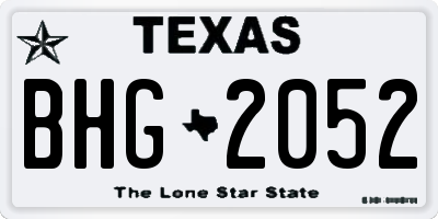 TX license plate BHG2052