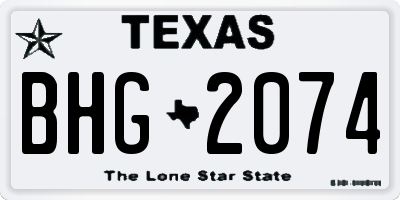 TX license plate BHG2074