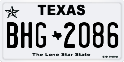 TX license plate BHG2086
