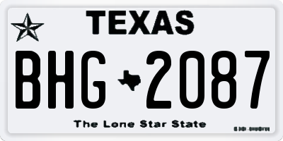 TX license plate BHG2087