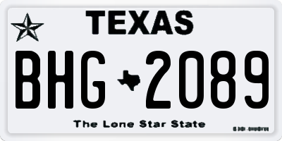 TX license plate BHG2089