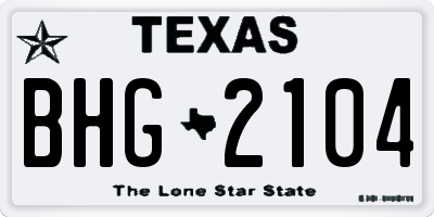 TX license plate BHG2104