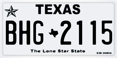 TX license plate BHG2115