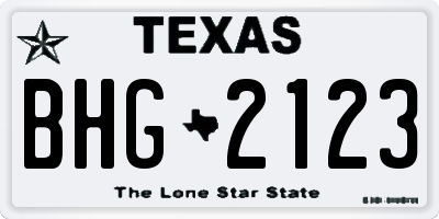 TX license plate BHG2123