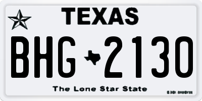 TX license plate BHG2130