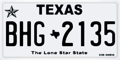 TX license plate BHG2135
