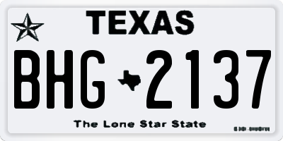 TX license plate BHG2137