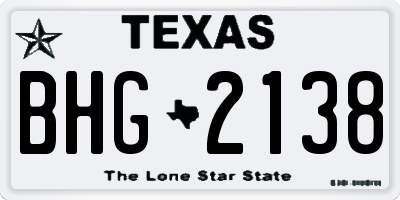 TX license plate BHG2138