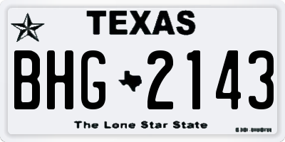 TX license plate BHG2143