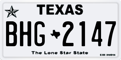 TX license plate BHG2147