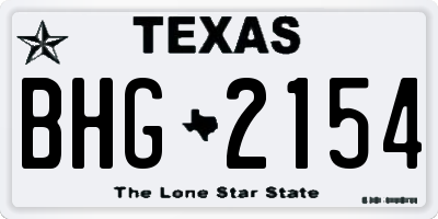 TX license plate BHG2154