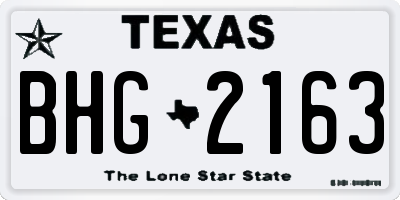 TX license plate BHG2163