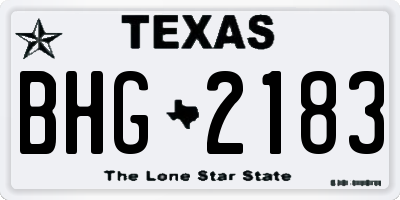 TX license plate BHG2183