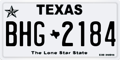 TX license plate BHG2184