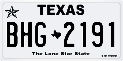 TX license plate BHG2191