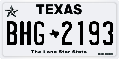 TX license plate BHG2193