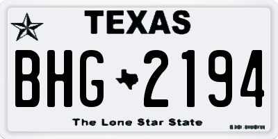 TX license plate BHG2194